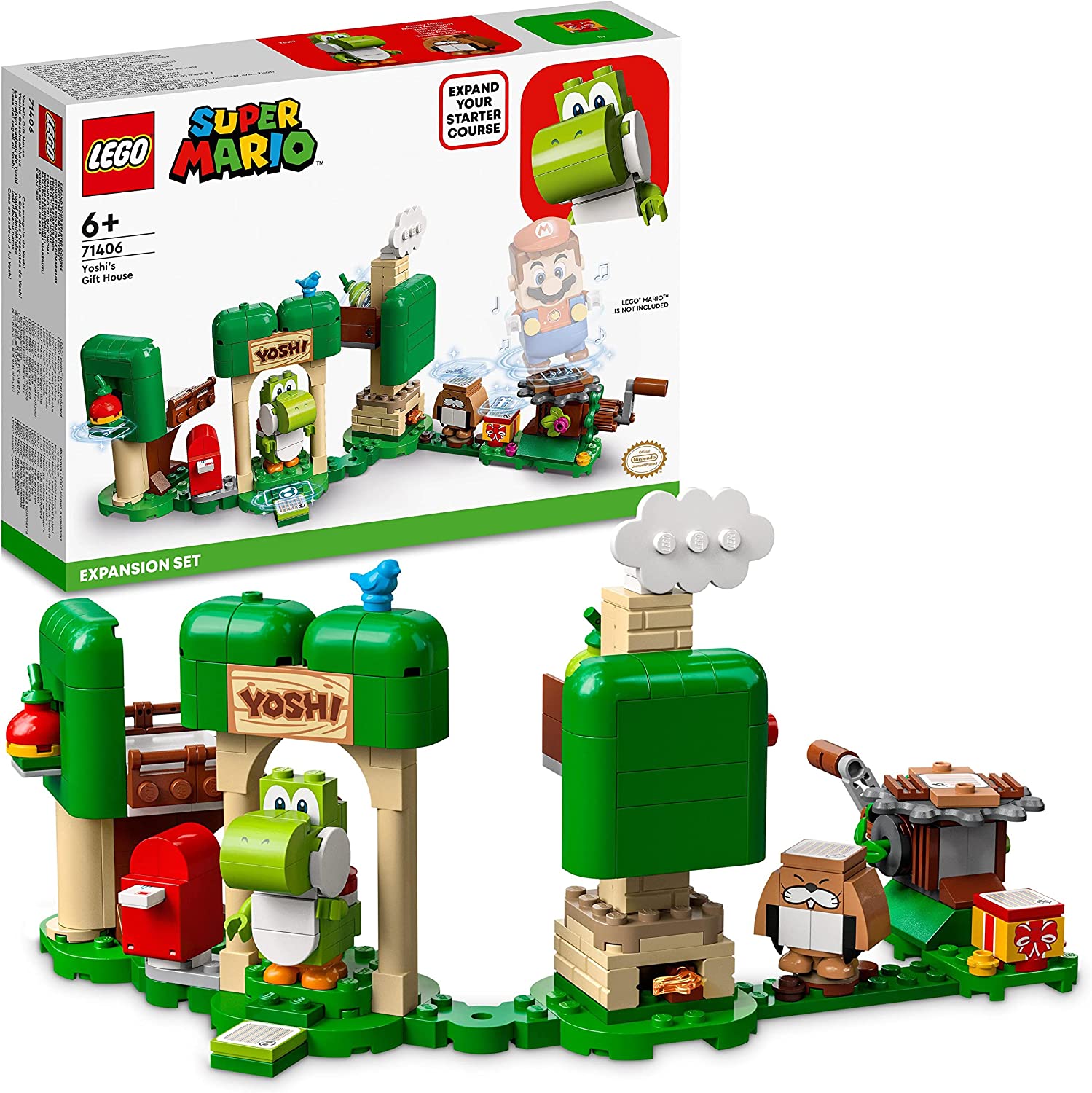 LEGO 71406 Super Mario Yoshis Gift House - Expansion Set, Buildable Toy, Yoshi Figure, Combine with Mario, Luigi or Peach Starter Set