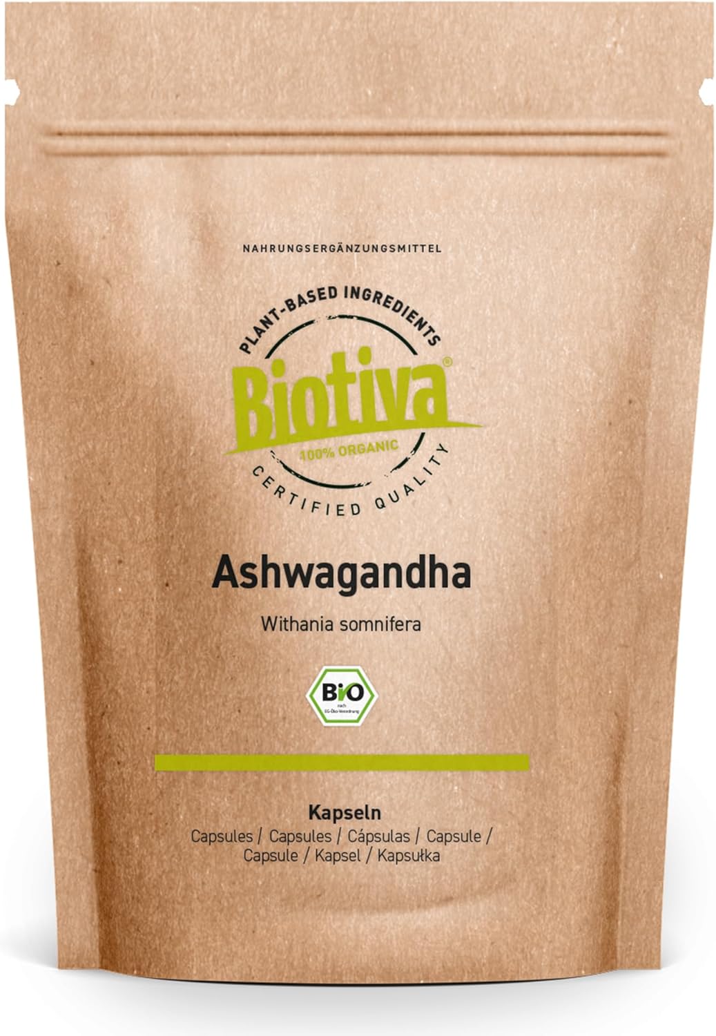 Ashwagandha 500 Capsules Organic – 1500 mg Daily Dose – Withania Somnifera – Indian Ayurveda – Sleeping Berry – Bottled in Germany Biotiva