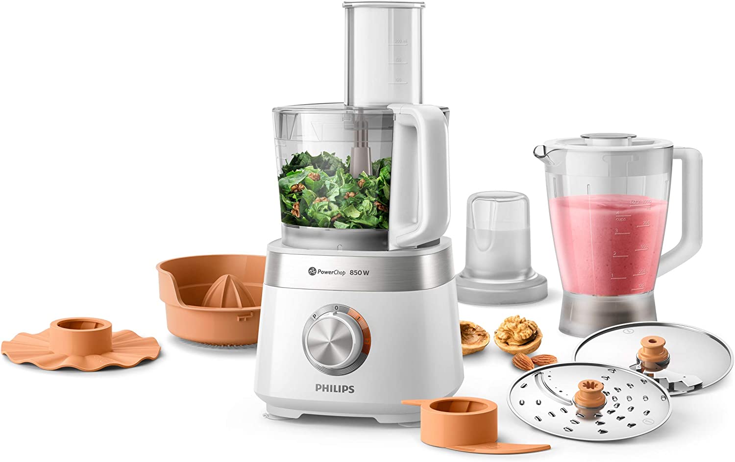 Philips Domestic Appliances Philips HR7530/00 Multifunctional Food Processor with Mixer, Chopper and Citrus Juicer, 850 W, 2.1 Litres, Stainless Steel