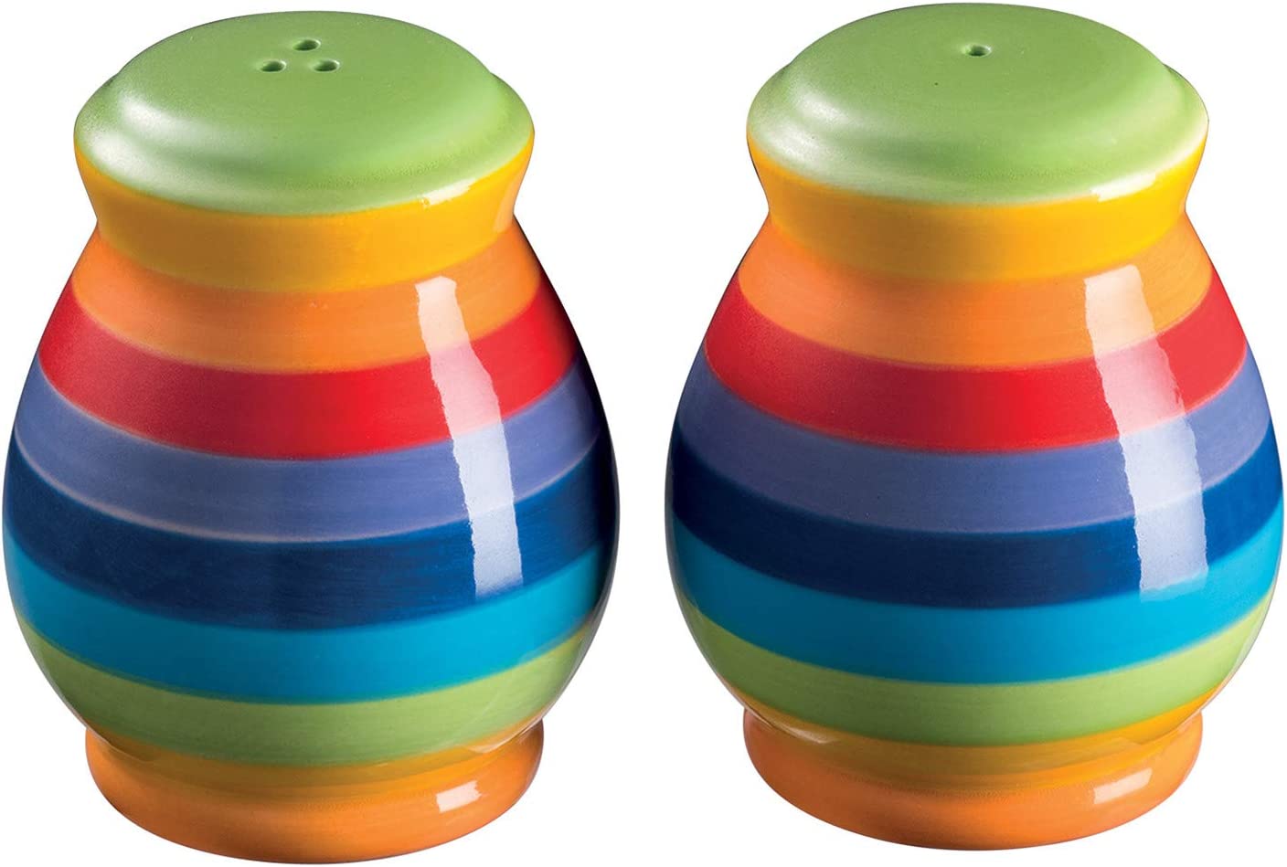 Purity Style Hand Painted Rainbow Stripe Salt and Pepper Shakers