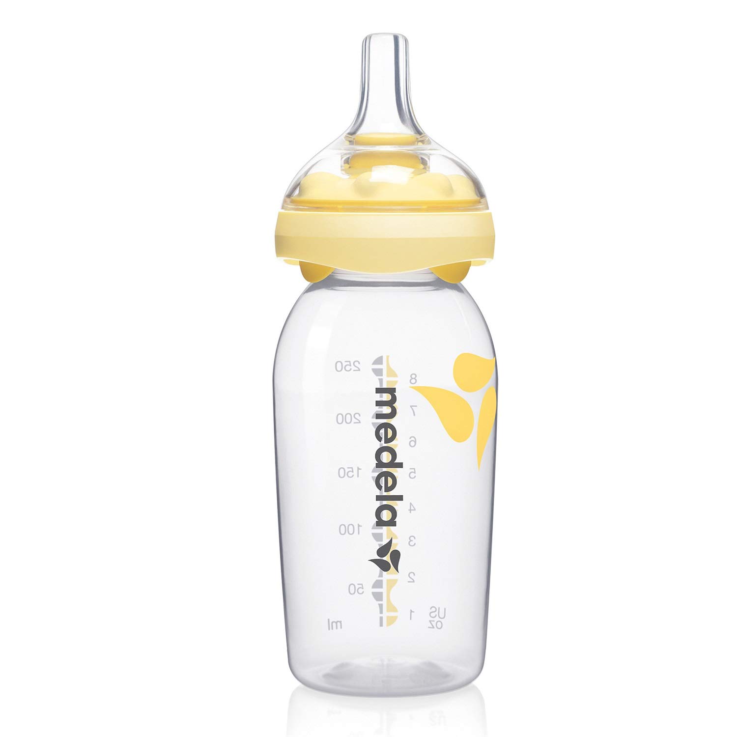 Medela Calma BPA Free Milk Teat with 250ml Bottle - For The Entire Breastfeeding - Supports Baby\'s Natural Suction Behaviour - With Freezer and Fridge Safe Bottle
