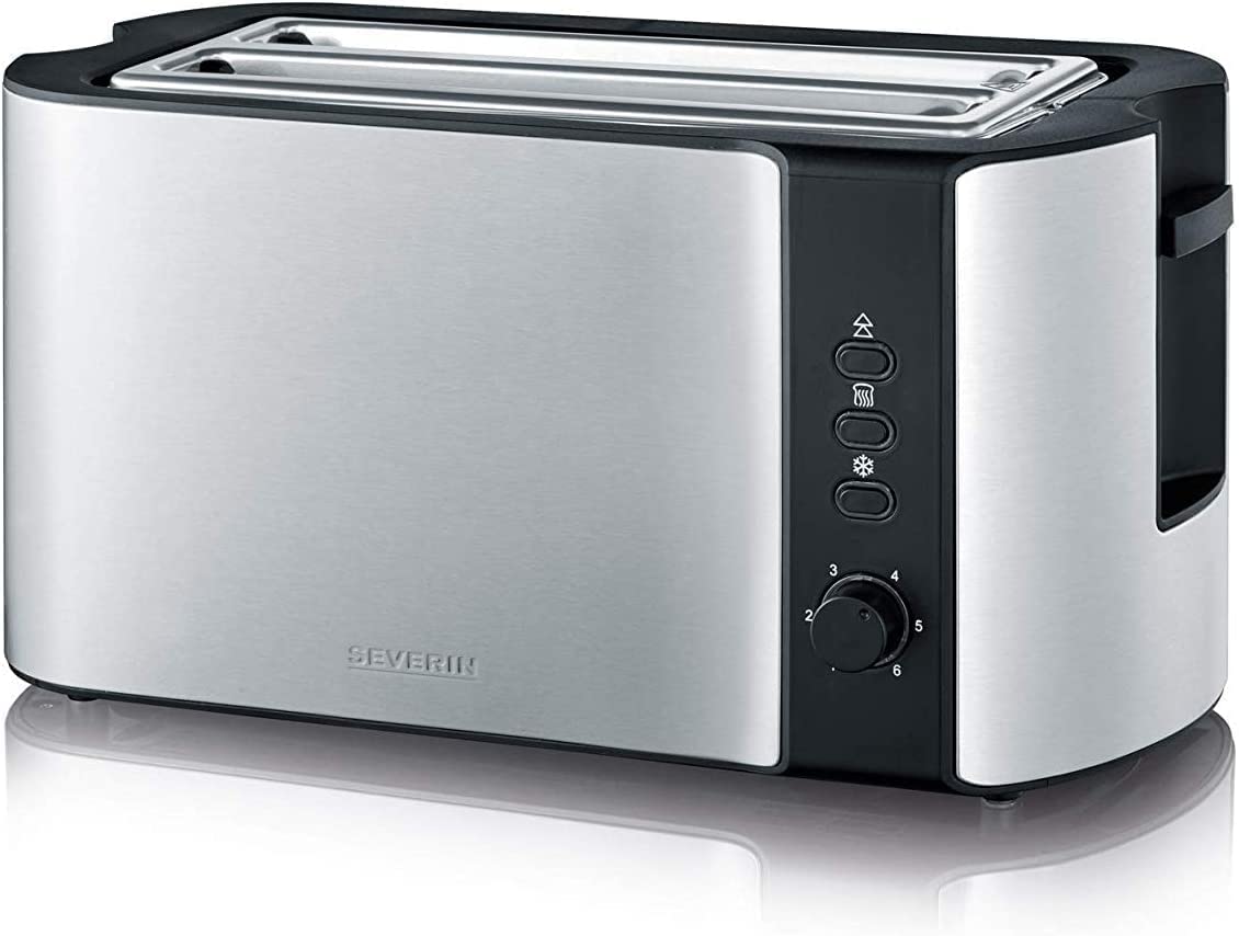 SEVERIN Automatic Toaster, incl. Stainless steel black, bread roll toasting attachment, 2 toasting chambers 800W AT 2589.