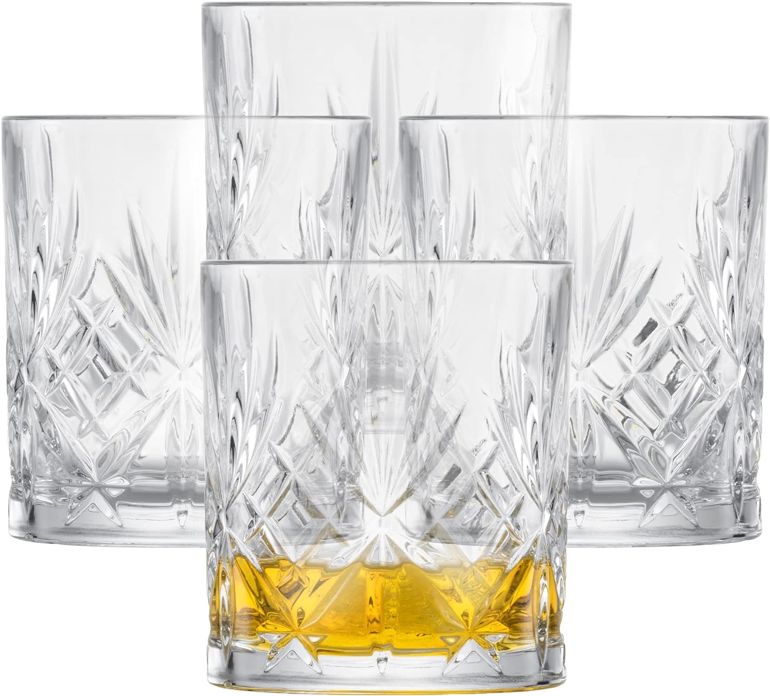 Schott Zwiesel Whiskey Glass Show (Set of 4), Graceful Tumbler for Whiskey With Relieff, Dishwasher-Safe Crystal Glasses (Item No. 121877)