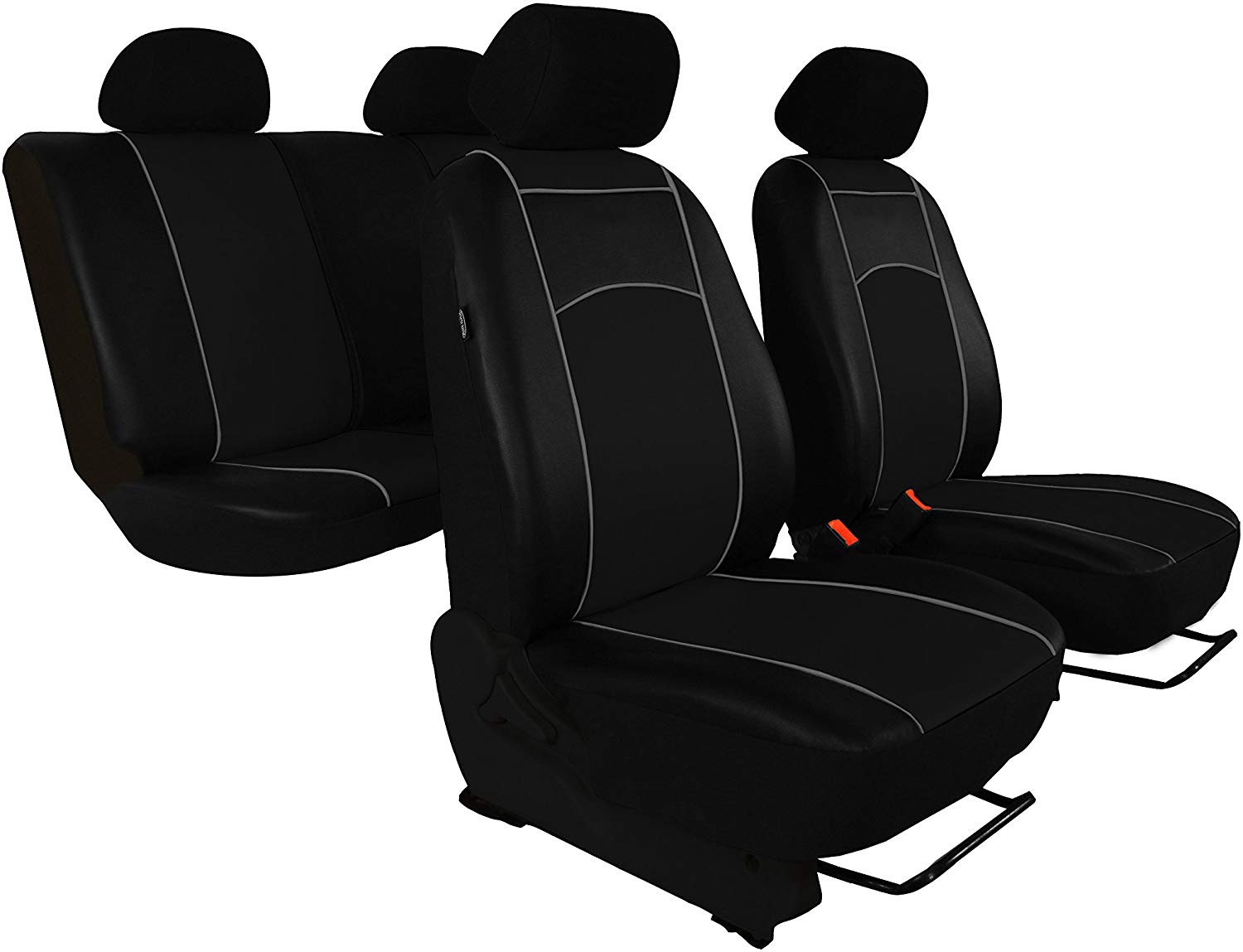 &apos;Universal Elasticized Seat Covers Set Artificial Leather Suitable for Kuga I Design Black Faux Leather with Decorative Tuning. In This listing.