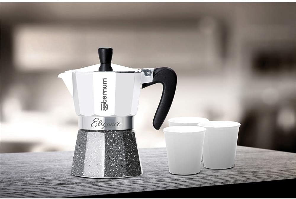 Bialetti Set 5703 Espresso Maker 3 Cups with 3 Espresso Cups, Aluminum Gray/White, 30 x 20 x 15 cm 7 units
