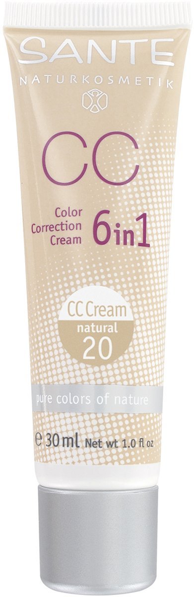 SANTE Naturkosmetik 6-in-1 CC Cream Natural, Prevents Pigment Stains, Moisturising, Vegan, Organic Extracts, 30 ml, ‎natural