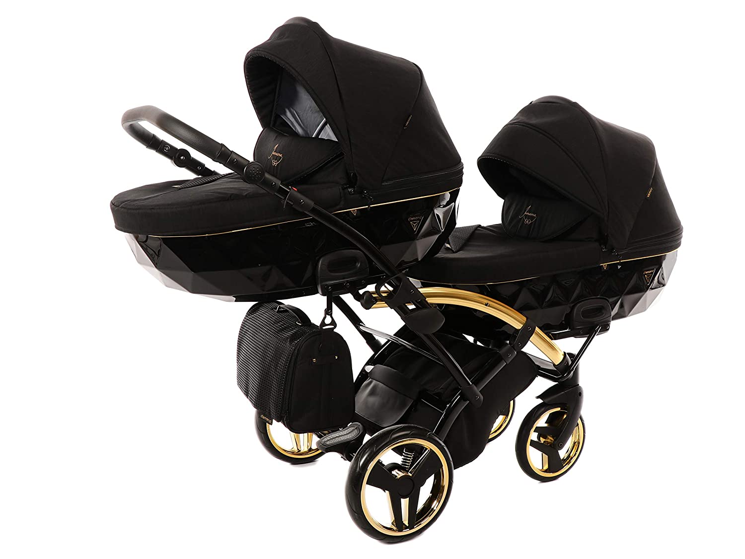 Twin Junama Duo Slim s-Line Pushchair (02. Black and Gold, 2-in-1)
