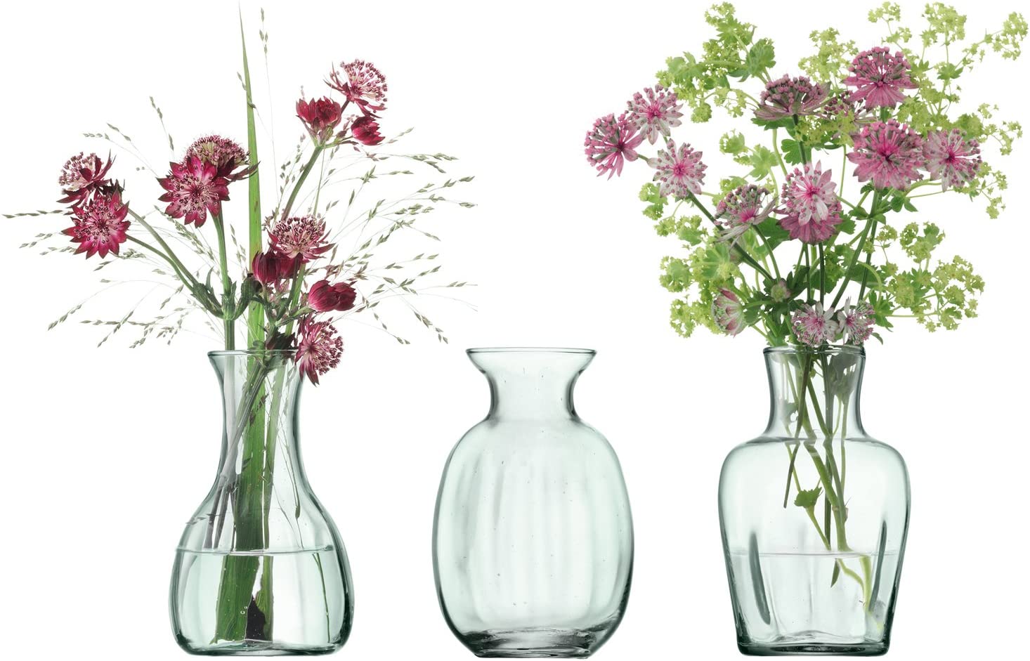 LSA International 11 cm Mia Mini Vase Trio, Clear Decorated (Pack of 3)