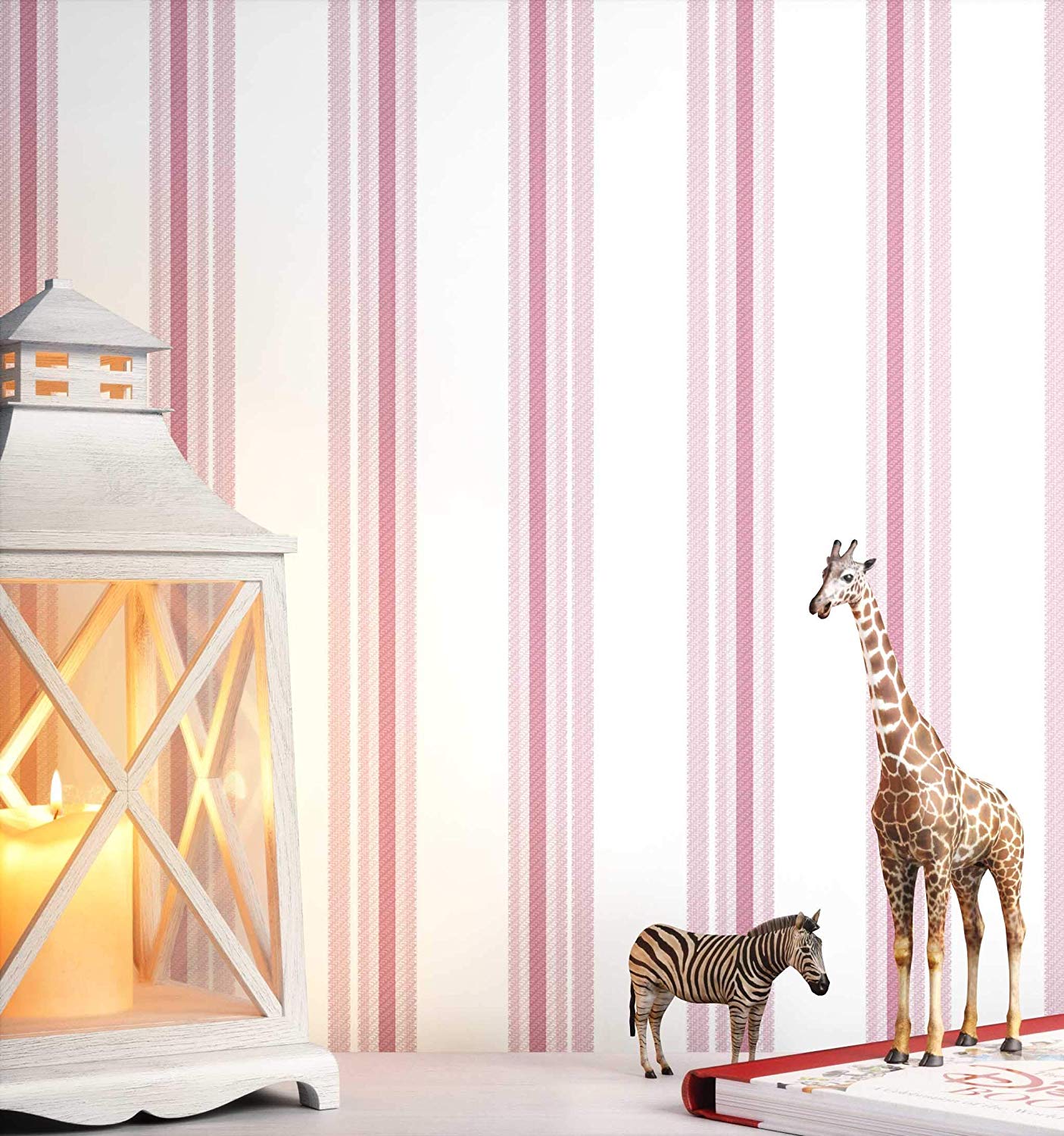 Newroom Childrens Wallpaper Pink Striped Stripes Childrens Non-Woven Wall