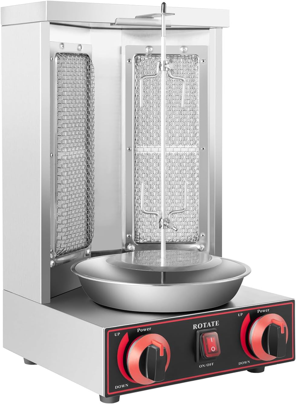 Doner Grill Gas Kebab Machine Vertical Gyros Grill Adjustable Fire Power 360° Rotate Chicken Grill Table Grill Gyros Grill for Home