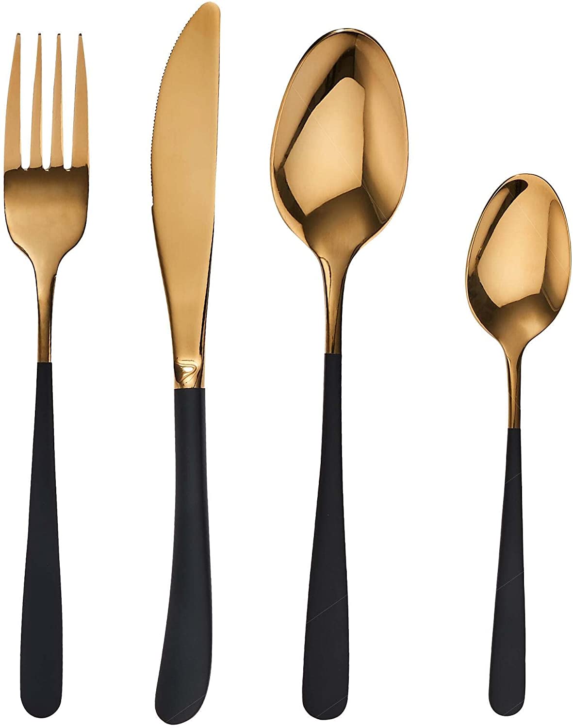 BUTLERS Empire Cutlery Set of 4 - High-Quality Cutlery Set in Gold / Black - Stainless Steel Cutlery Set