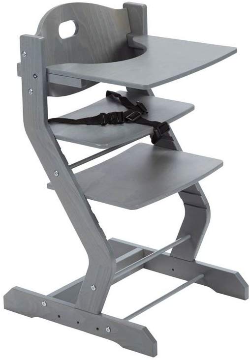 tiSsi ® High chair in grey with chest strap, strap and table top