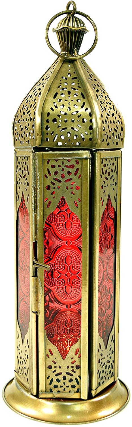 Guru-Shop Oriental Brass / Glass Lantern In Moroccan Design Lantern Lantern