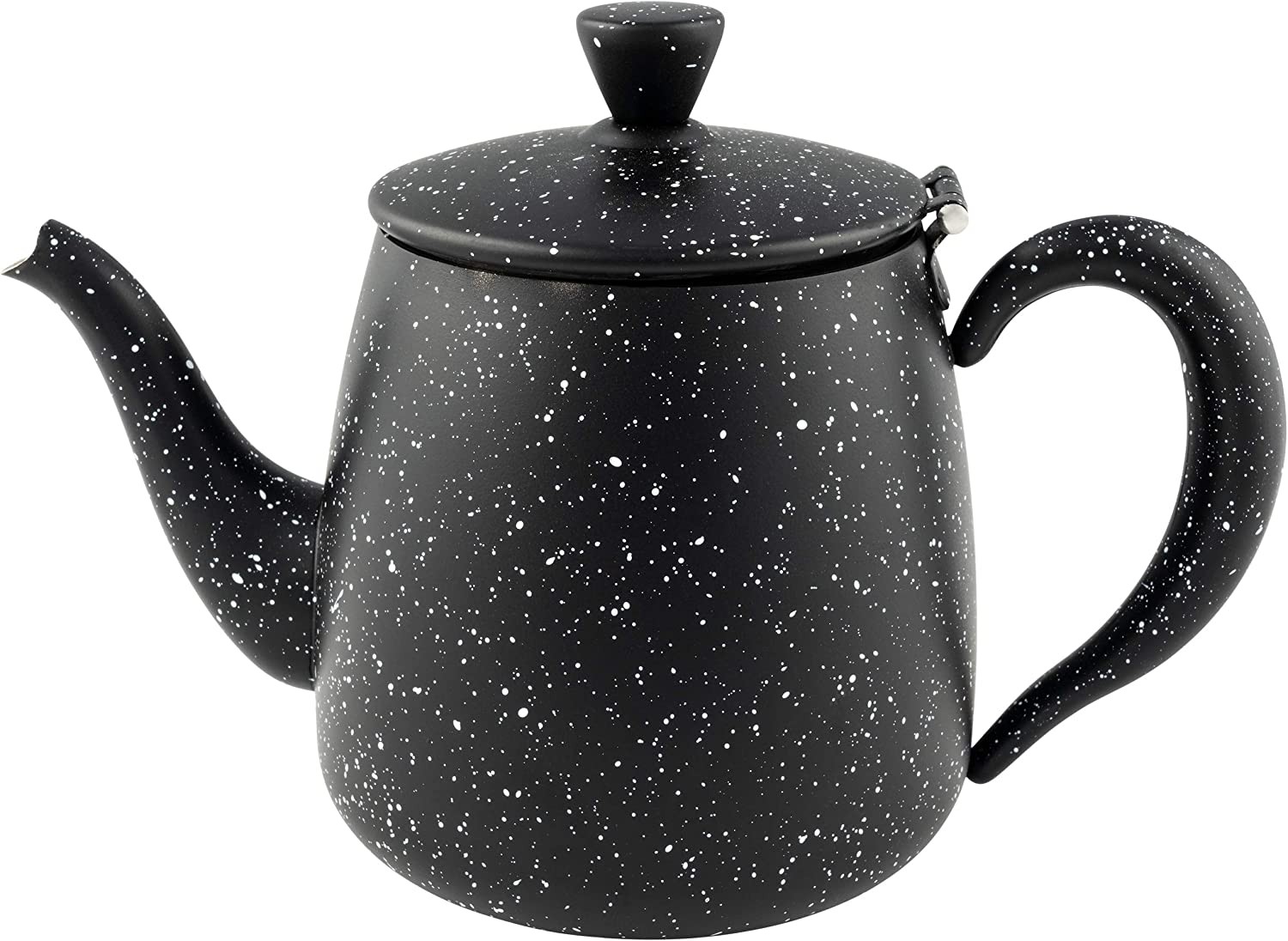 Cafe Ole Café Olé PT-048BG Premium 48oz 1.35L Teapot Made of High Quality Stainless Steel - Black Granite, Drip-Free Spout, Hollow Handles & Hinged Lid, 1.35 Litres