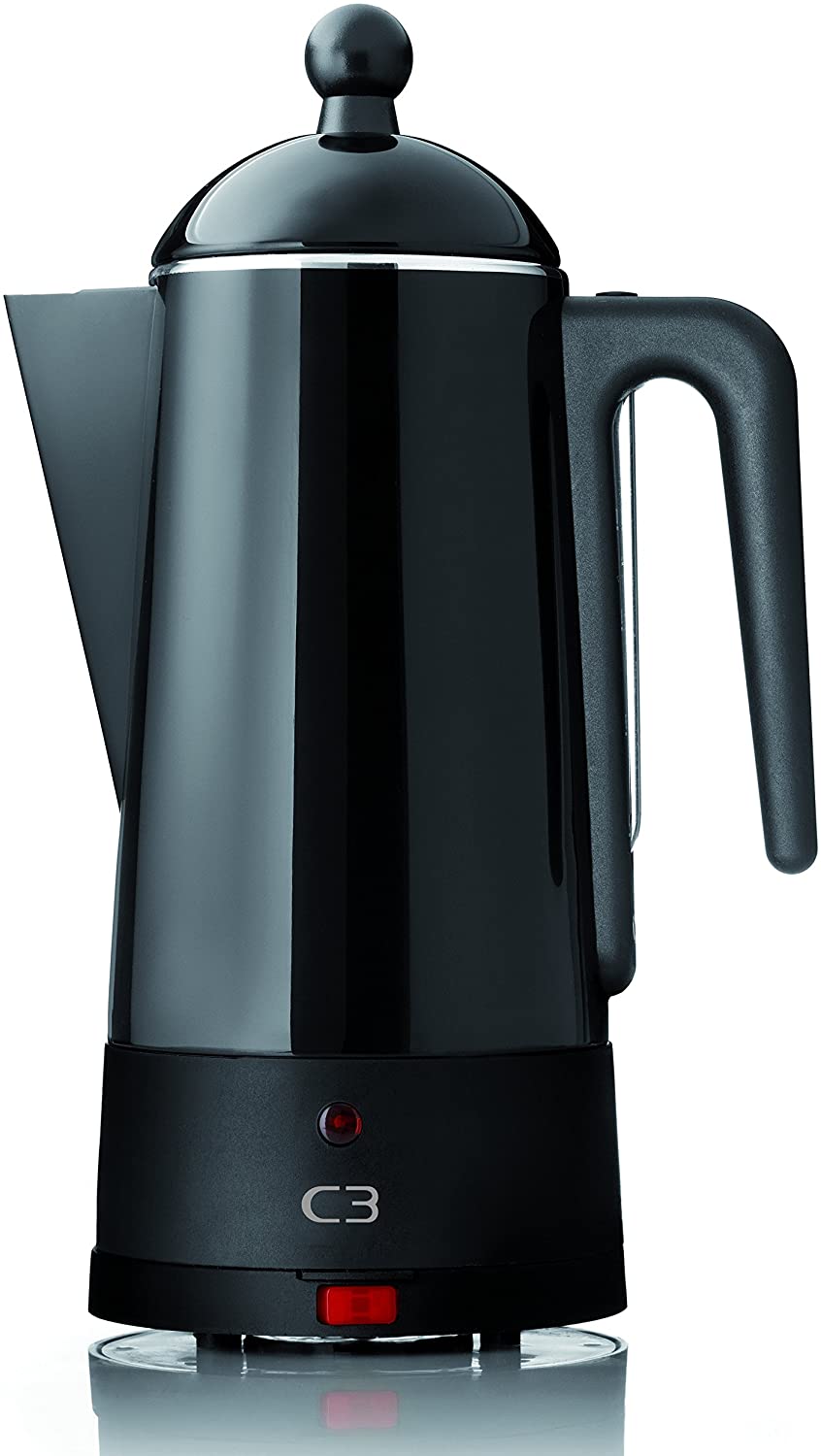 C3 30-30254 Design Percolator eco 2 - 6 Cups, Varnished Stainless Steel, Black