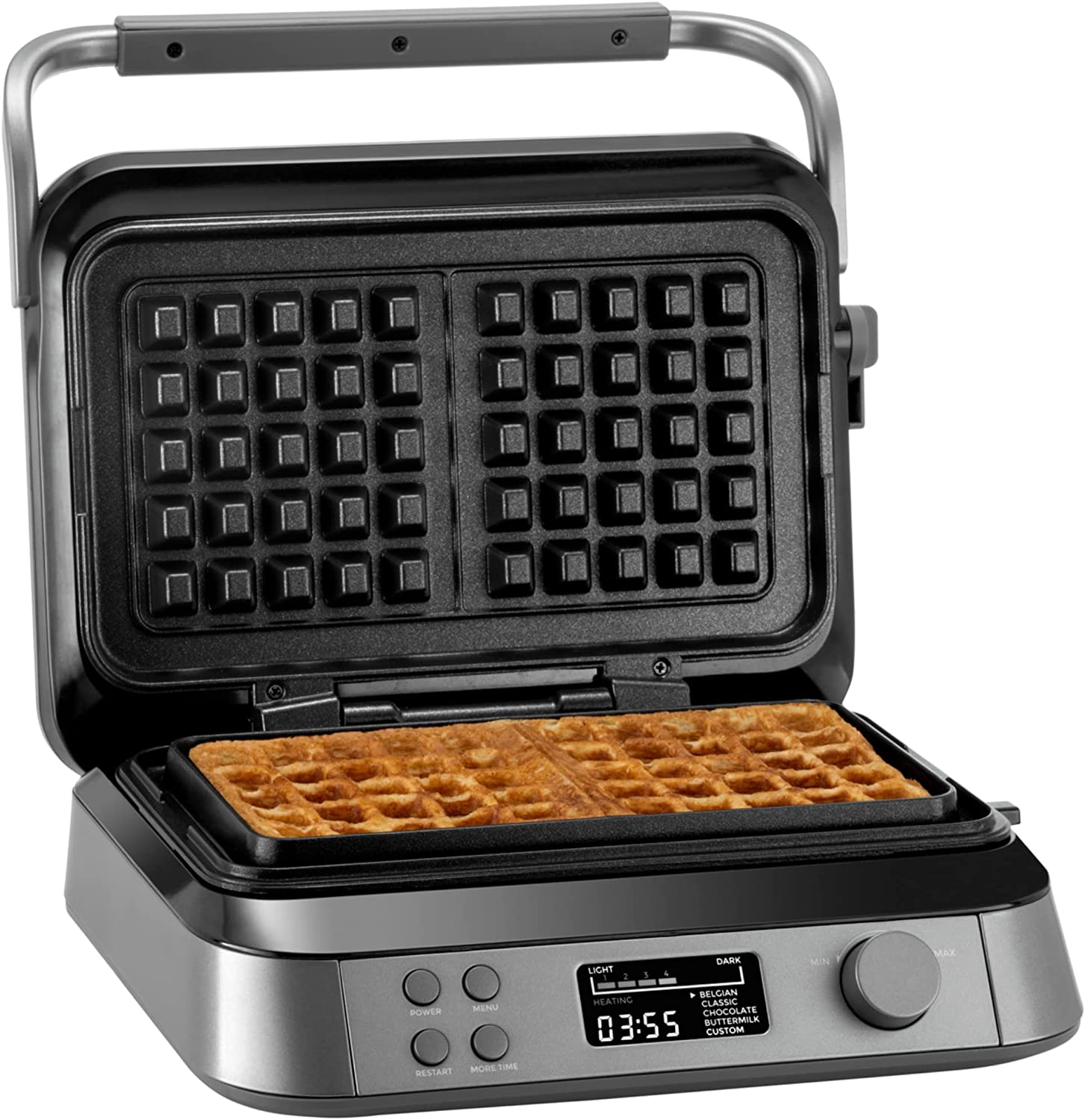 Klamer Belgian Waffle Iron Double With 7 Levels and 5 Programs, Plates with non-Stick Coating, 1600 W, Grey