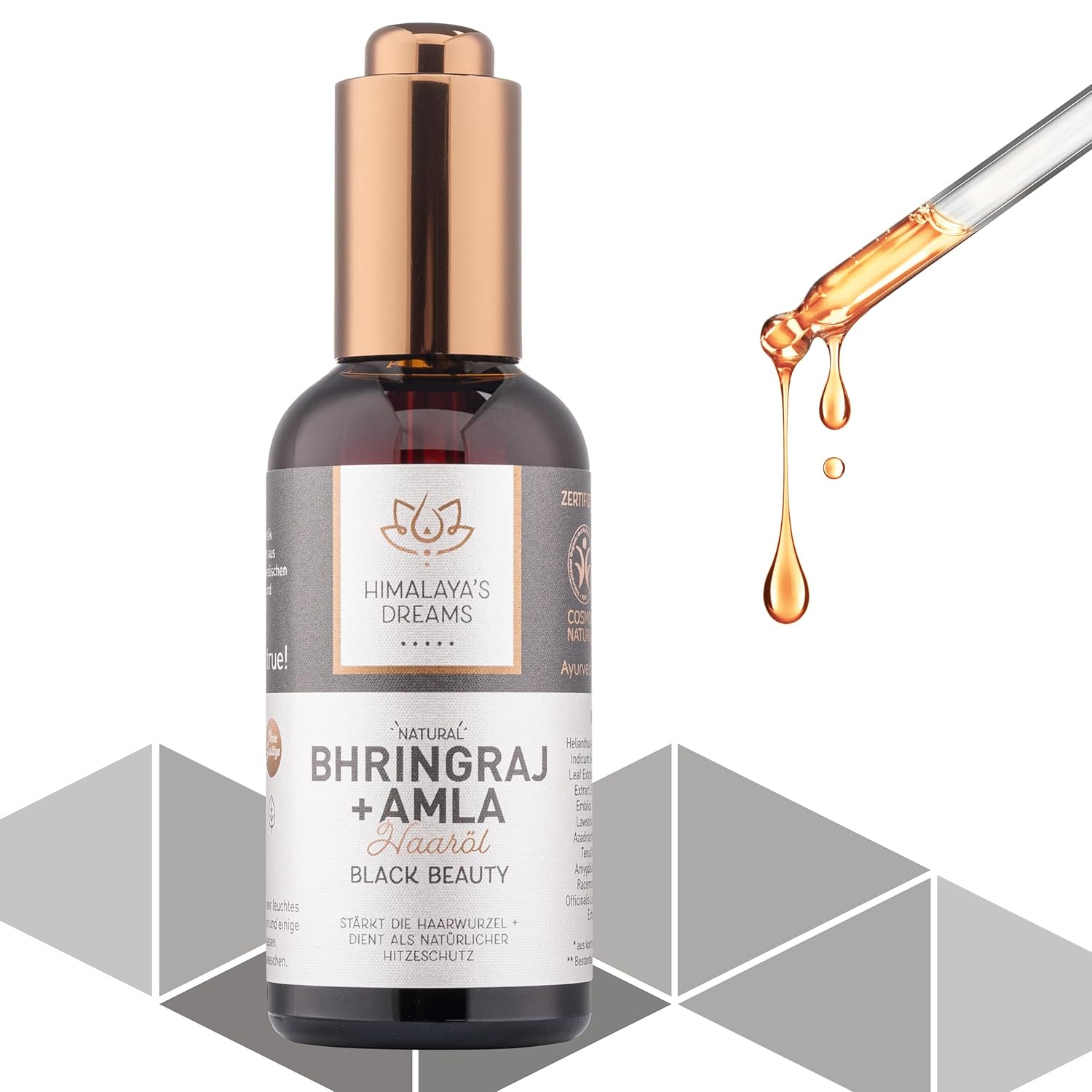 Himalaya\'s Dreams Hair Oil, Beard Oil [In Premature Greying], 100 ml, Includes Practical Dosing Pipette - Vegan Natural Cosmetics with Amla Oil, Organic Sesame Oil, Neem Oil, Almond Oil