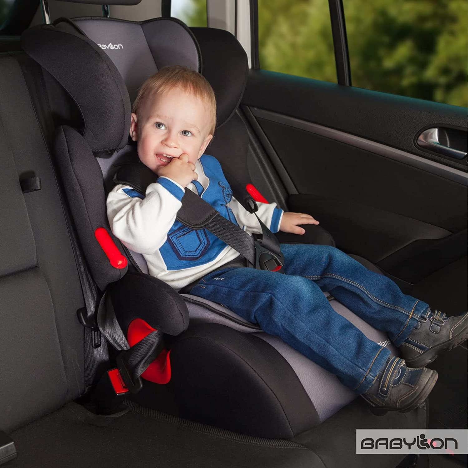 BABYLON Baby Seat Auto Planet Child Car Seat Group 1/2/3, Child Seat 9-36 kg (1 to 12 Years). ECE R44/0 Child Seat Black / Grey