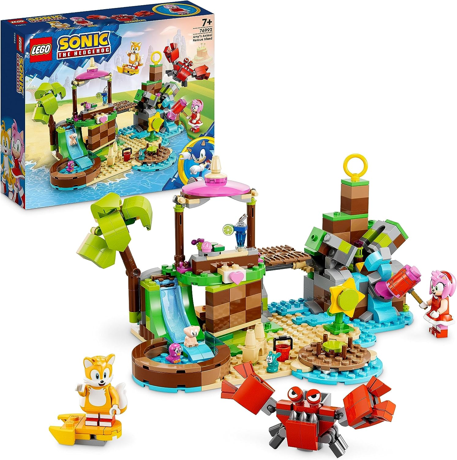 LEGO 76992 Sonic The Hedgehog Amys Animal Rescue Island Toy Set, Buildable Game with 6 Characters Including Amy & Tails Figures, Gifts for Kids, Boys and Girls from 7 Years