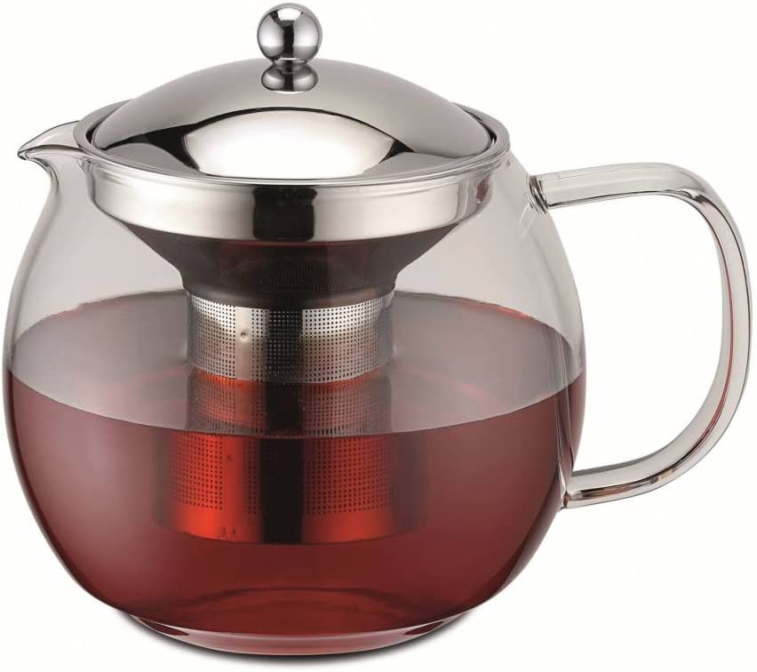 Weis 17055 Glass and Stainless Steel Teapot with Strainer 1.5 Litres