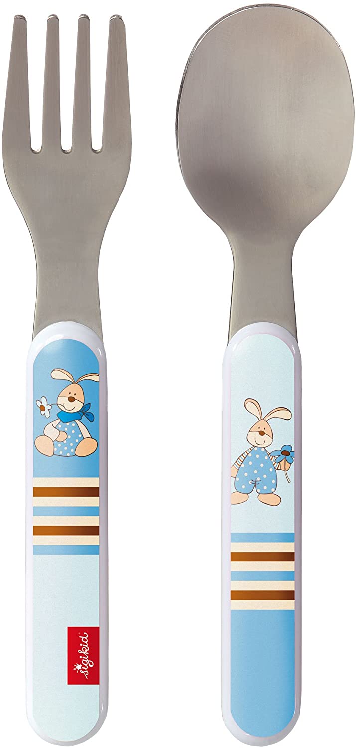 SIGIKID Semmel Bunny 24874 Children\'s Cutlery Set Fork and Spoon Recommended from Birth Blue
