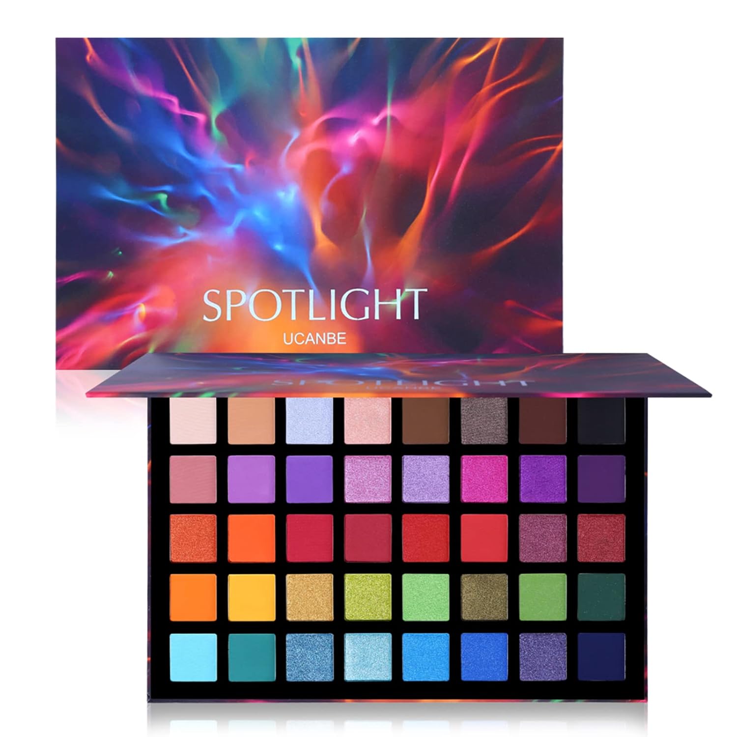 Ucanbe 40 Colours, Spotlight Eyeshadow Palette, Multi-Reflective Shimmer Glitter Peacock Eyeshadow, Professional Eye Shadow, Matte Shimmer, Makeup Palette, Highly Pigmented, Colourful Powder Eyeshadow