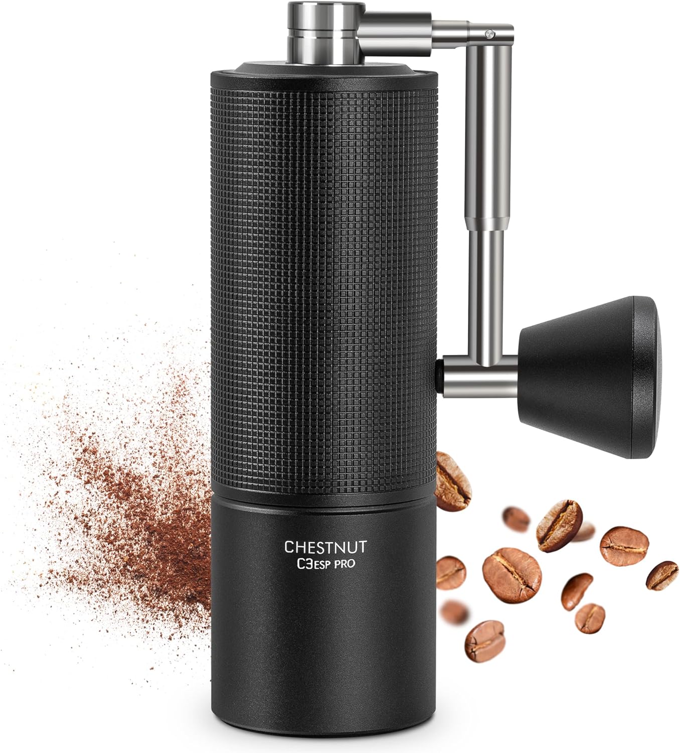 TIMEMORE Chestnut C3 ESP PRO Manual Coffee Grinder Upgrade Integrated All Metal Housing Stainless Steel S2C Cone Cut Hand Coffee Grinder with Folding Handle for Espresso to French Press Black

