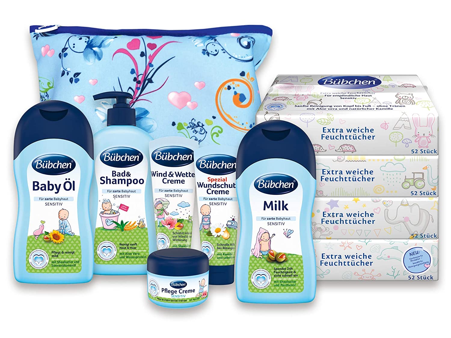 Bübchen Baby Care Starter Set - 7 Pieces, for Newborns, with Practical Bag, Pack of 1 (7 products)