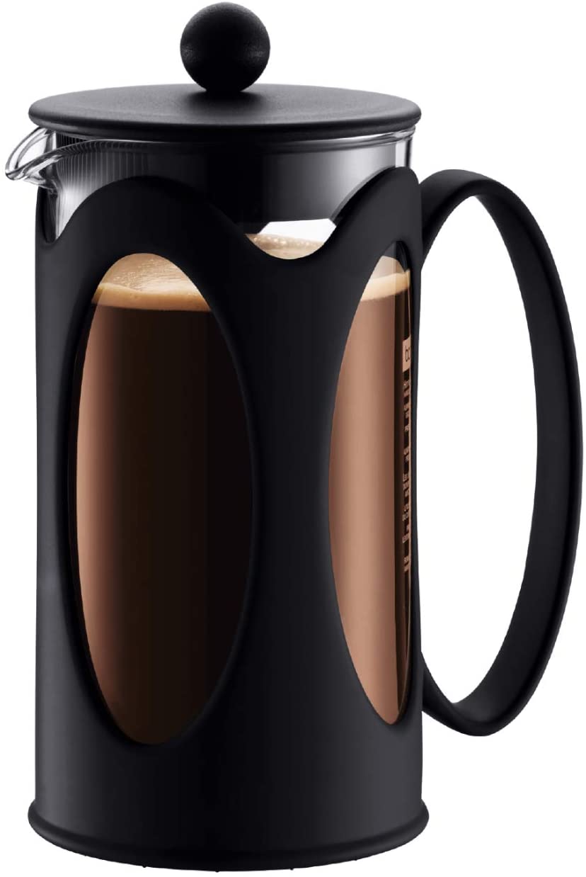 Bodum Kenya coffee maker with French press system, permanent stainless steel filter) black, 1,0L