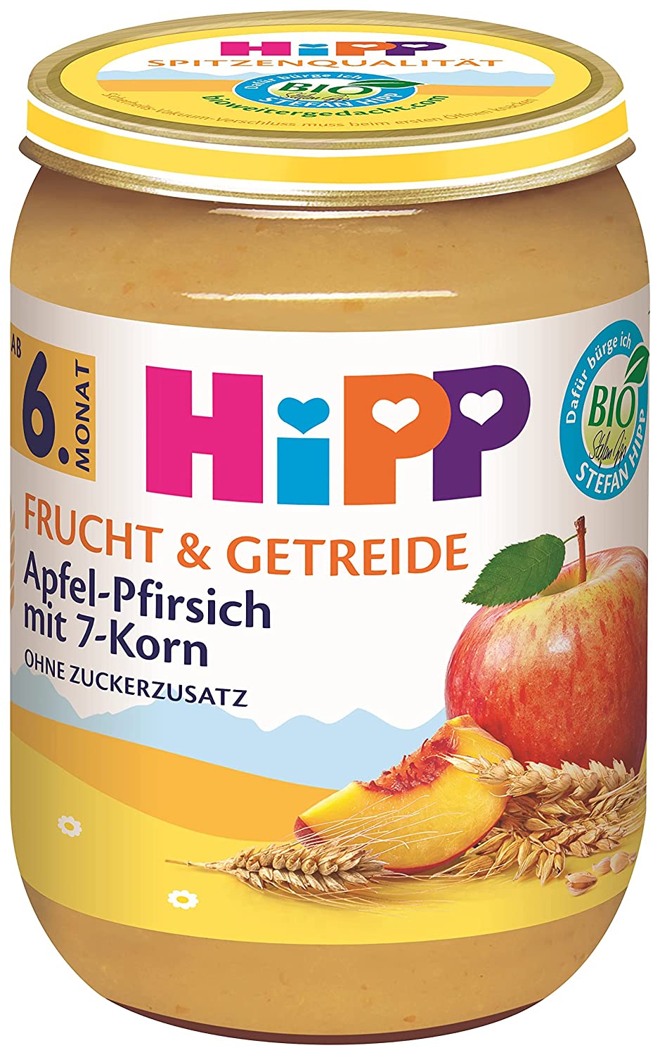 HiPP Bio Frucht & Getreide Apfel-Pfirsich mit 7-Korn, 190 g