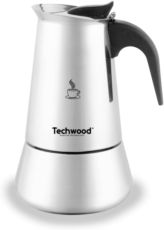 Techwood Mokka Masterpiece: Traditional Italian Art Made of Stainless Steel for 12 Cups of Coffee Full Bodied and Rich Perfect for All Hob Types