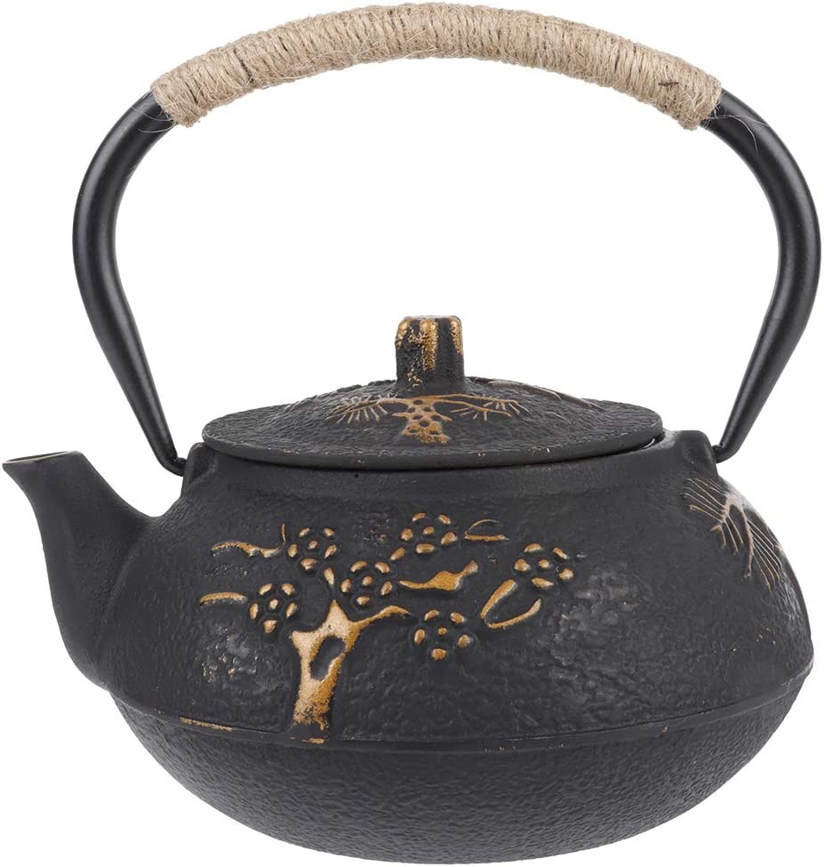 Fyearfly Cast Iron Teapot, Corrosion-Resistant Iron Pot Teapot 0.9 L for Induction Cooker or Cast Iron Oven