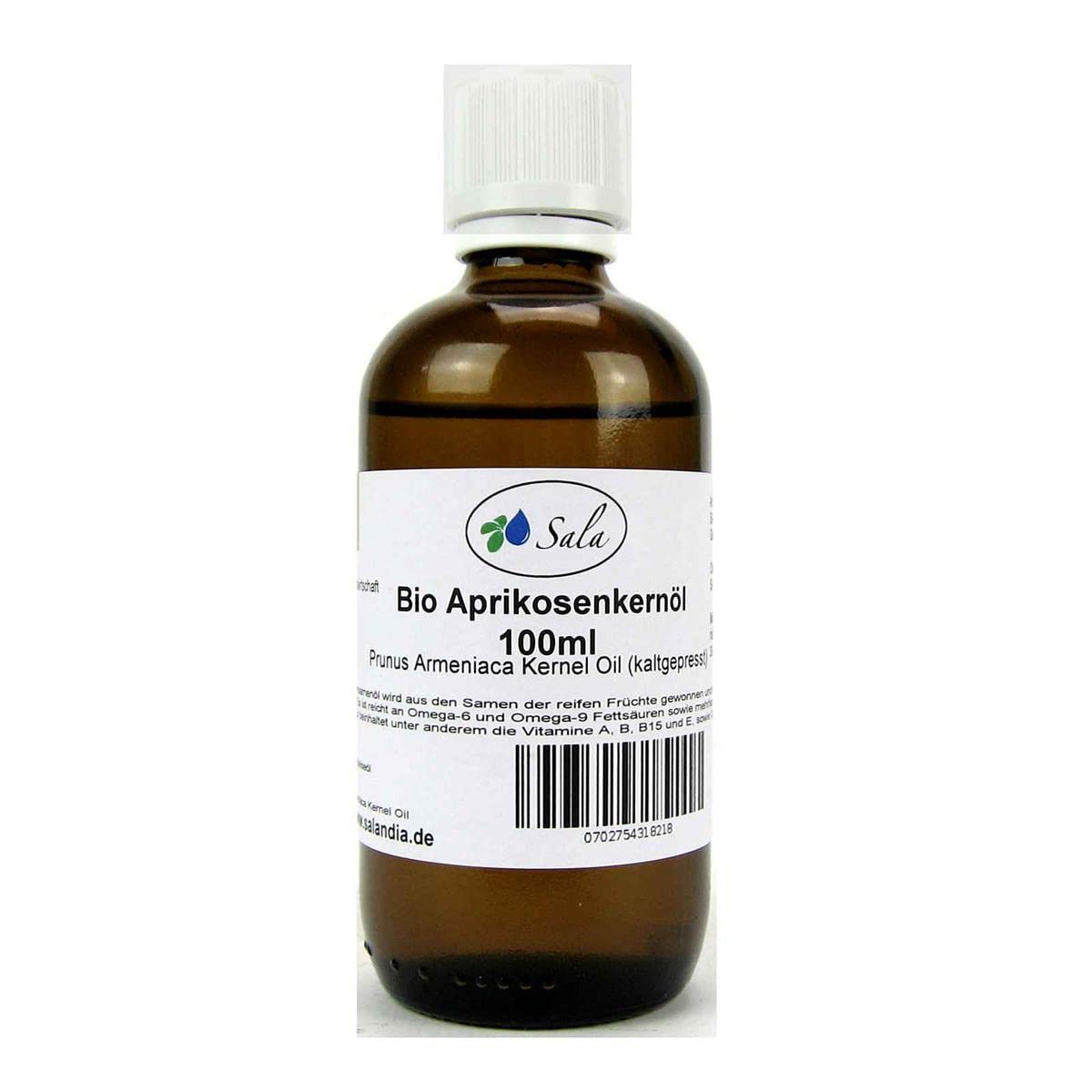 Sala Apricot Kernel Oil Prunus Armeniaca Cold Pressed Organic (100 ml Glass Bottle)