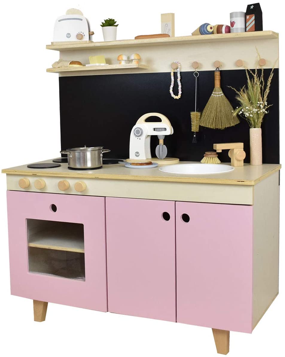 Meppi Kinderküche Malmö, Natur-rosa / Spielküche aus Holz / Küche für Kinde