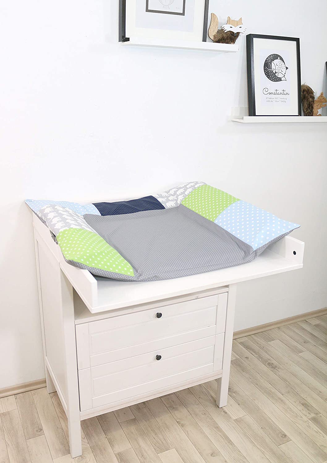 ULLENBOOM ® Changing Mat Cover 75 x 85 cm Anchor Blue (Made in EU) - Removable Cover for Changing Mat 85 x 75 cm, Baby Cover for Changing Mat Made of Cotton, Changing Cover for Changing Table