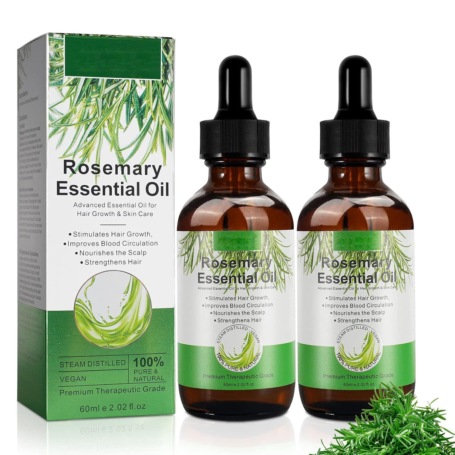 Rosemary Oil for Hair and Scalp (120 ml), 100% Pure Natural Essential Oil for Skin Care, Aromatherapy, Hair Thickening, Deep Nourishing Scalp, Strengthening for Healthy Hair Growth