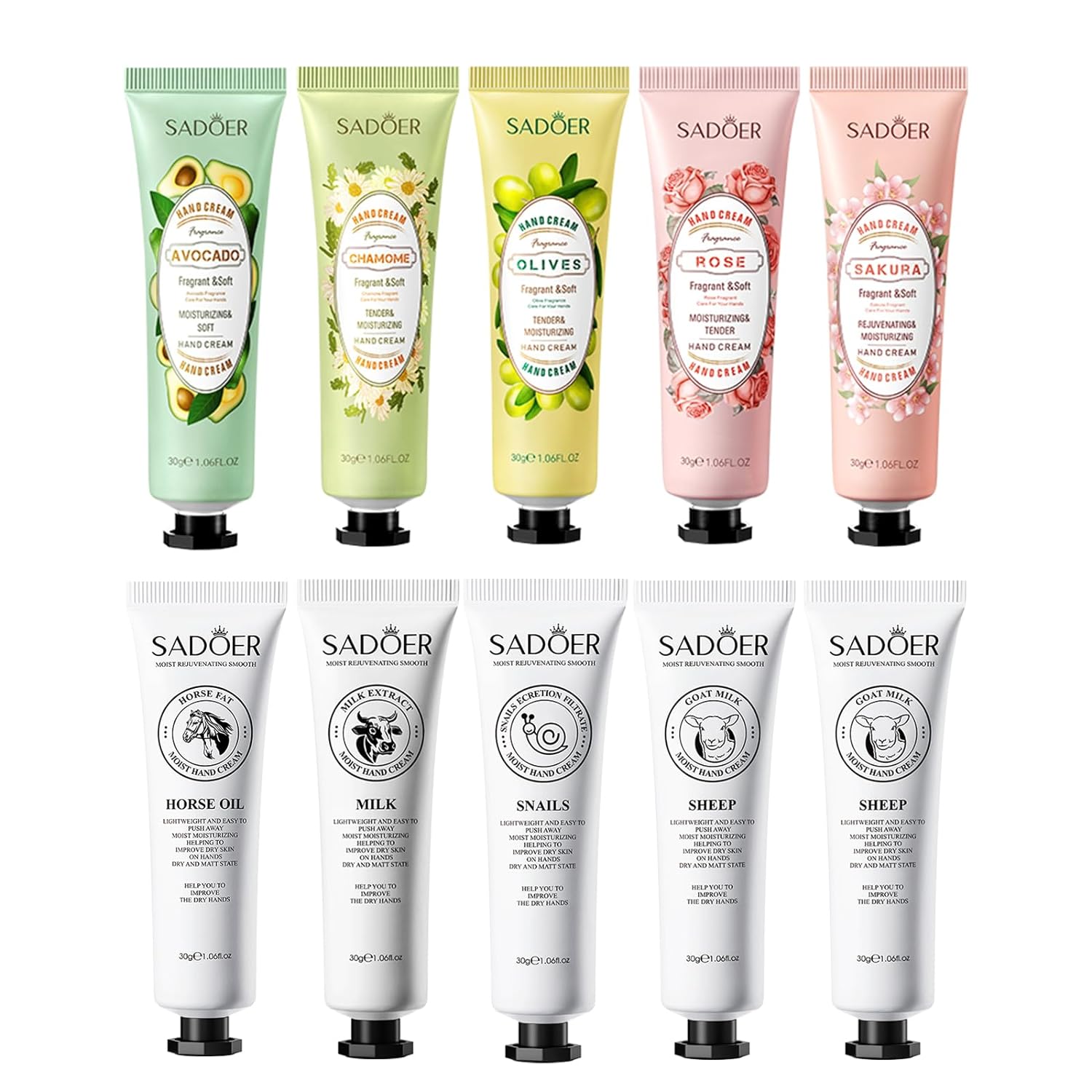 Newvenper Hand Cream Moisturizing Hand Moisturizer for Dry Cracked Hands Moisturizing Non-Greasy Hand Cream Set (30ml x 10pcs)