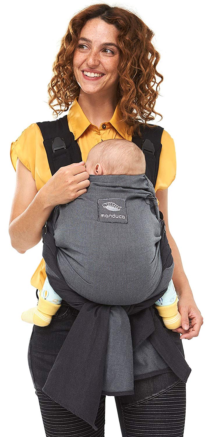 manduca DUO - Hybrid Baby Carrier & Carrier, Innovative Click & Tie System, Protection for Baby, Removable Waist Belt, Organic Cotton and Mesh, from Birth to 15 kg Grey/Grey