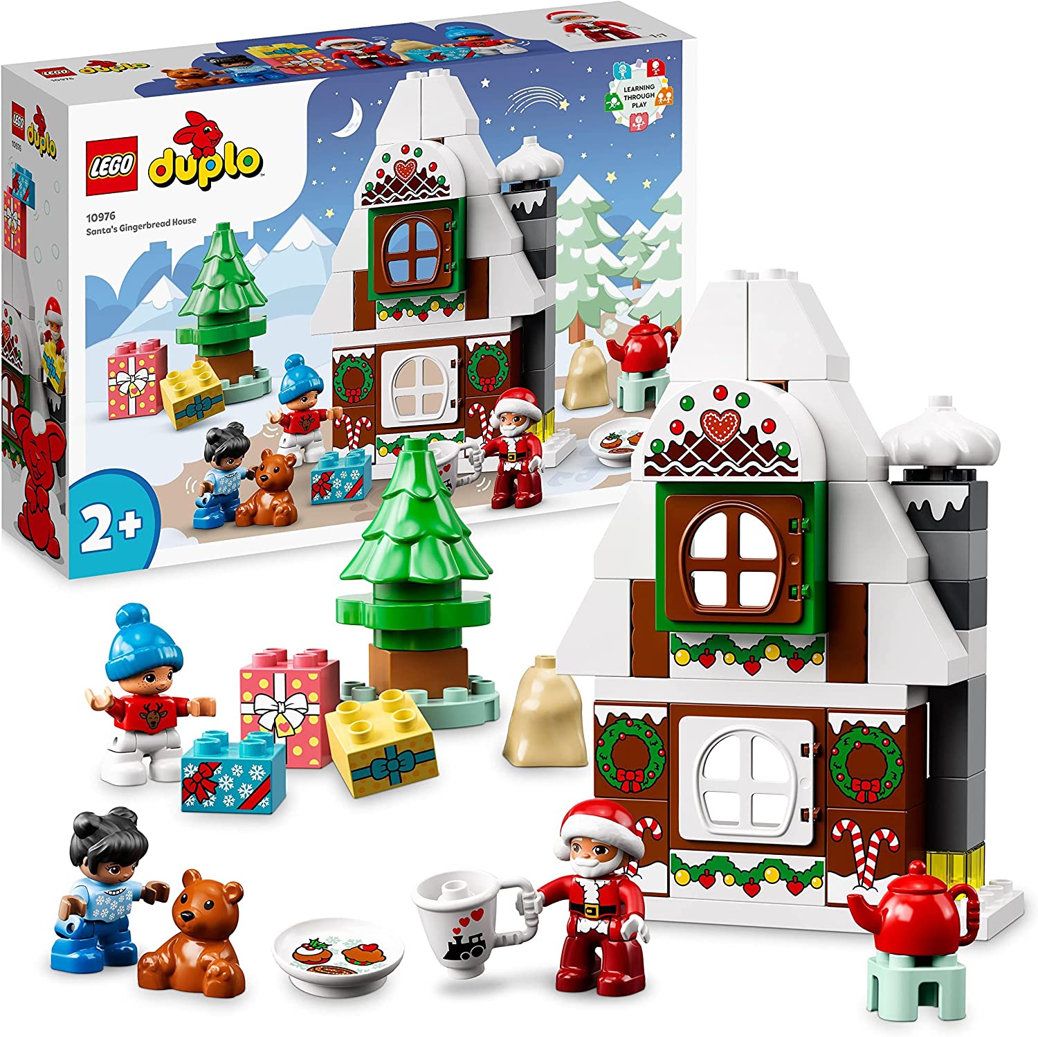 LEGO Duplo 10976 Gingerbread House with Santa Claus Figure, Christmas House Toy, Toddlers from 2 Years