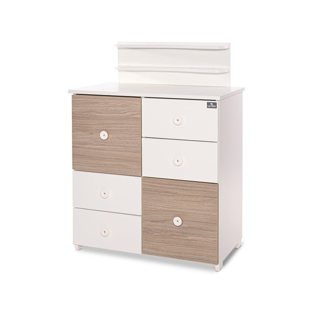 Lorelli Cupboard Chest of Drawers 83 x 71 x 96 cm 4 Drawers 2 Doors with Shelf grey