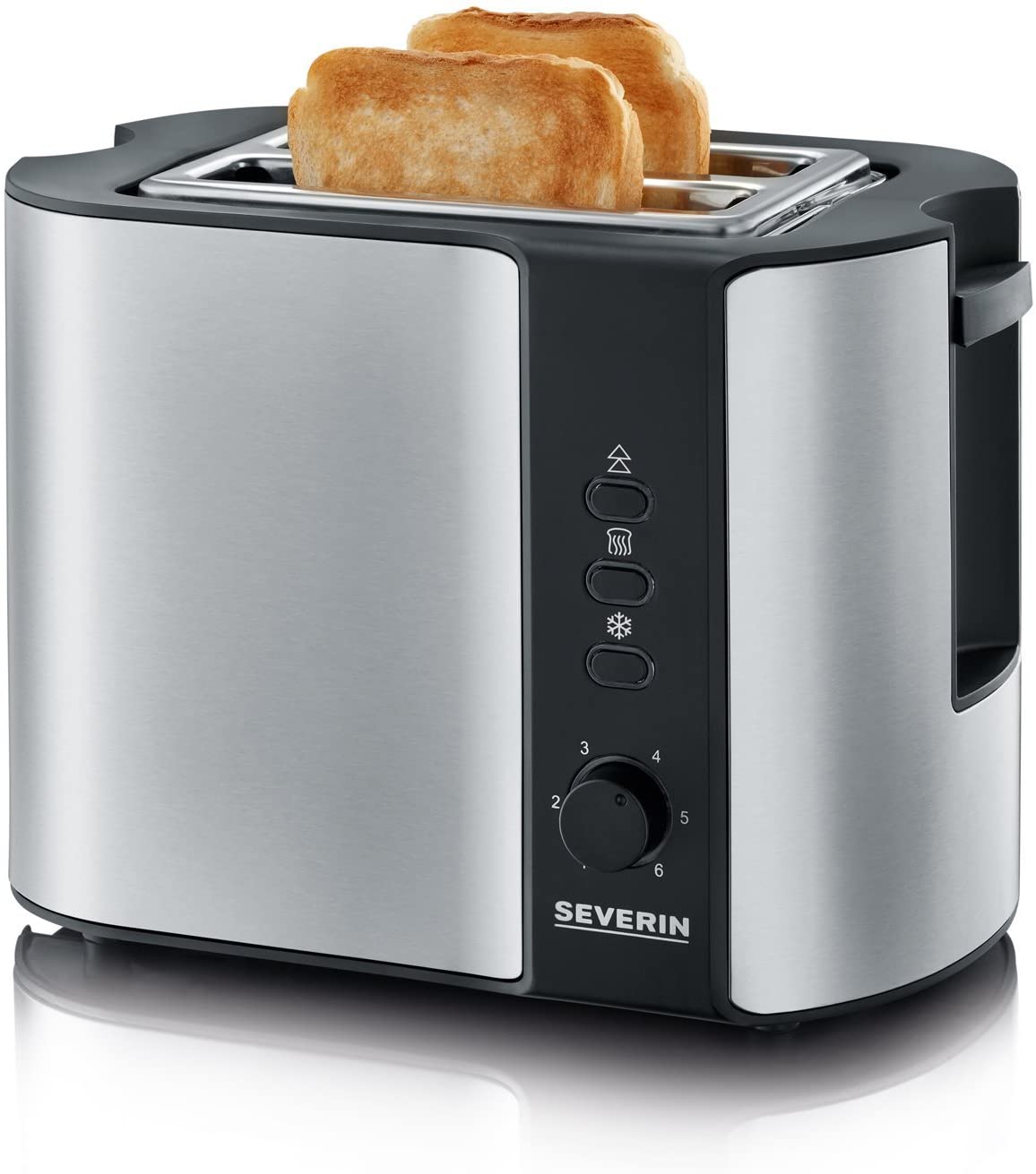 SEVERIN Automatic toaster, 2 slotted chambers, for up to 4 slices of bread, 1,400 W, AT 2590, stainless steel/black & WK 3468 glass kettle (approx. 2,200 W, 1 litre) stainless steel/black
