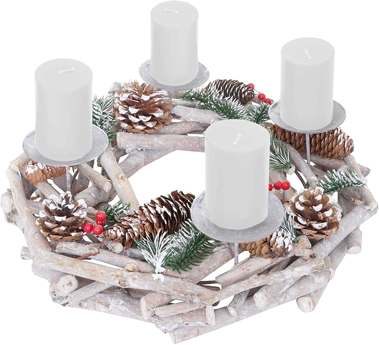 Mendler Round Advent Wreath Christmas Decoration Table Wreath Wood Diameter