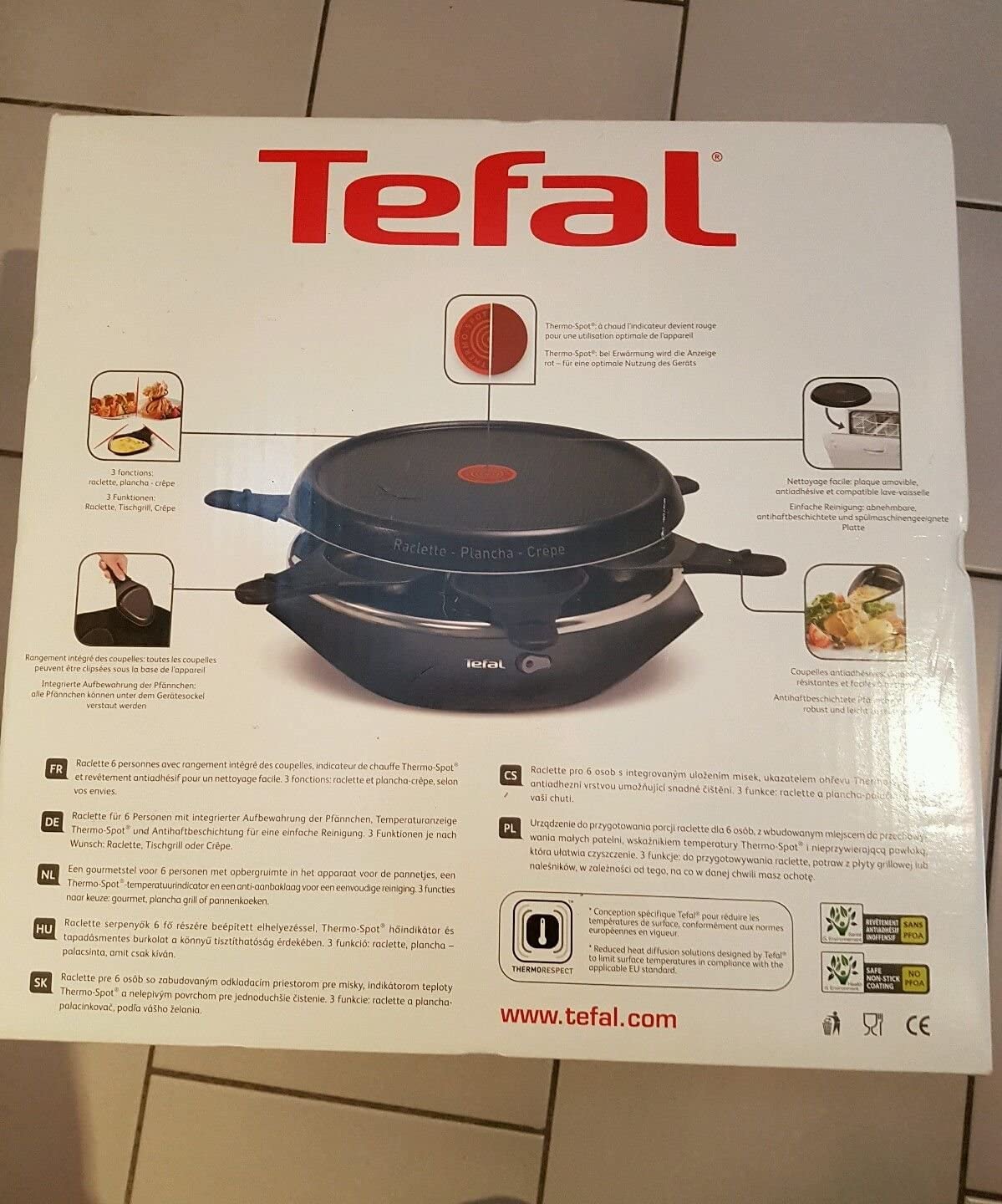3 in 1 RE507816 Tefal Raclette/Crepes & BBQ Oven (Plancha) 6 Person