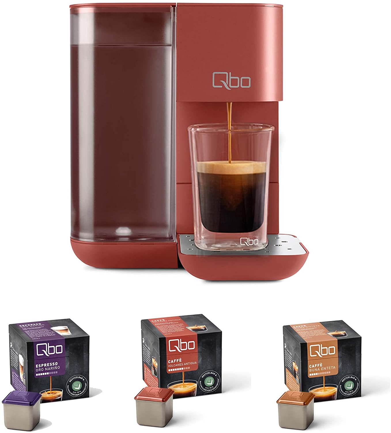 Tchibo Qbo Touch Coffee Machine with 24 Qbo Capsules for Espresso, Caffè an