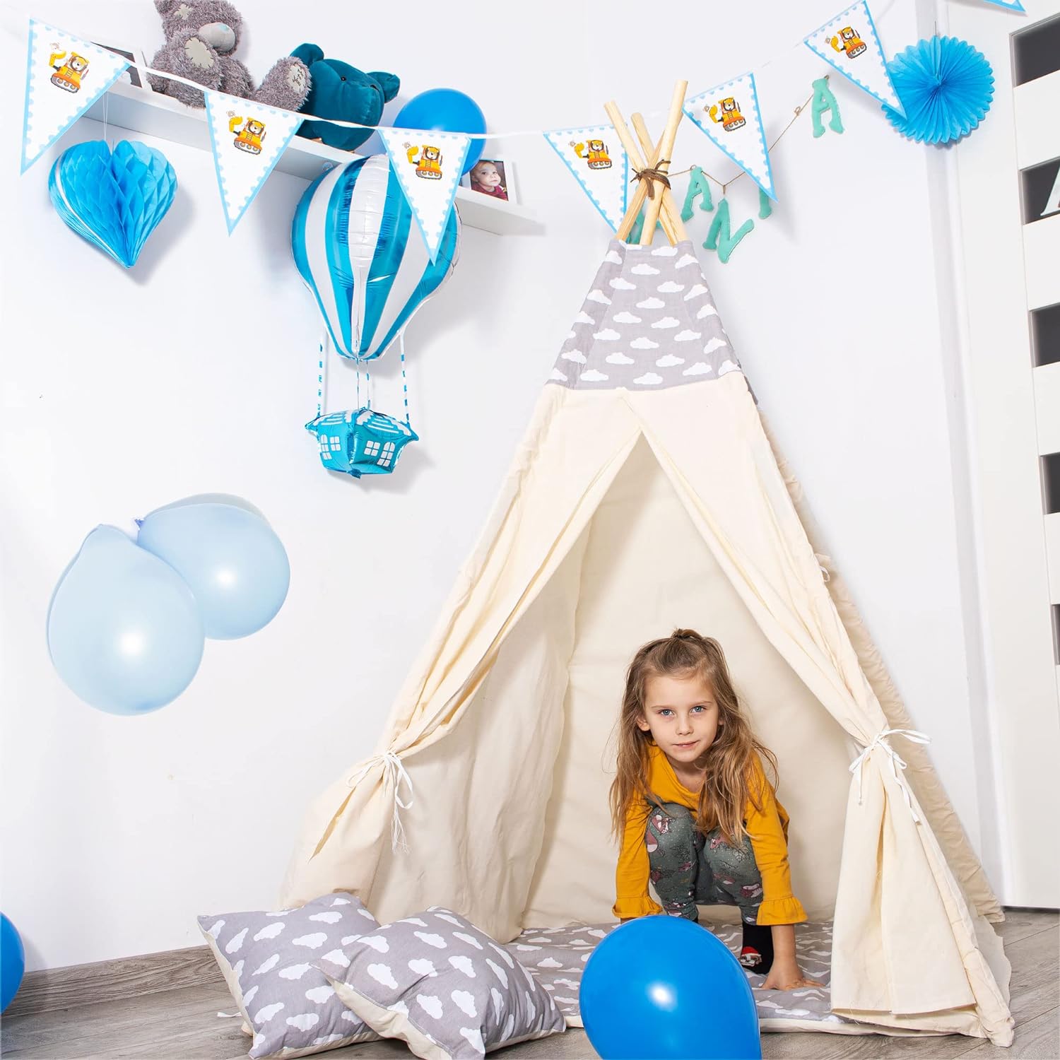 Springos Children's tepee Tipi Tent Wigwam with Floor Mat Cotton Children's