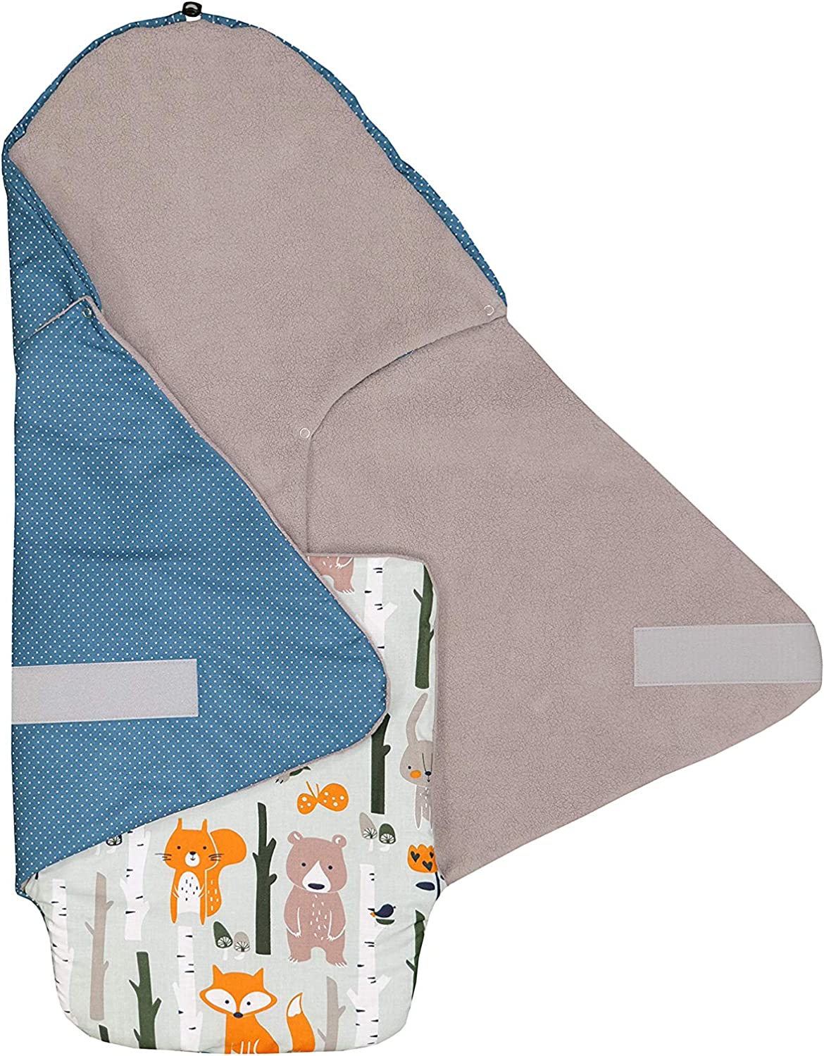 ULLENBOOM ® Swaddling Blanket Baby Seat Forest Animals Petrol (Made in EU) - Baby Blanket for Car Seat (e.g. Maxi Cosi®), baby bath or pram, ideal blanket for babies (0 to 9 months)