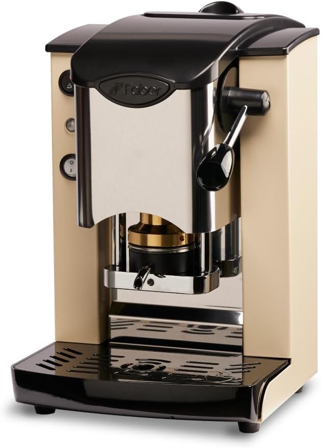 FABER COFFEE MACHINES | Stainless Steel Slot Model | 44mm Coffee Maker | Color Ivory Plastic Black | Brass Padding Press