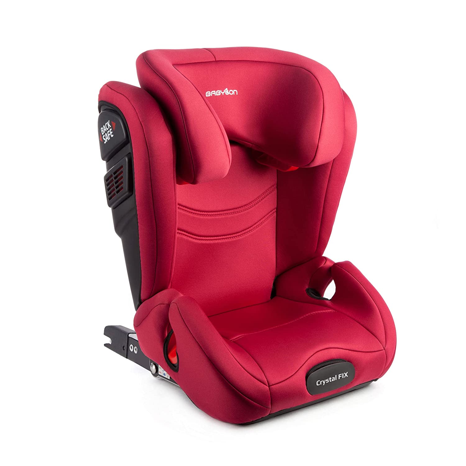 BABYLON Car Seat Crystal Fix Group 2/3 Child Car Seat 15-36 kg (3 to 12 Years) Car Seat Adjustable Headrest Child Seat Isofix ECE R44/04 Red Marsala