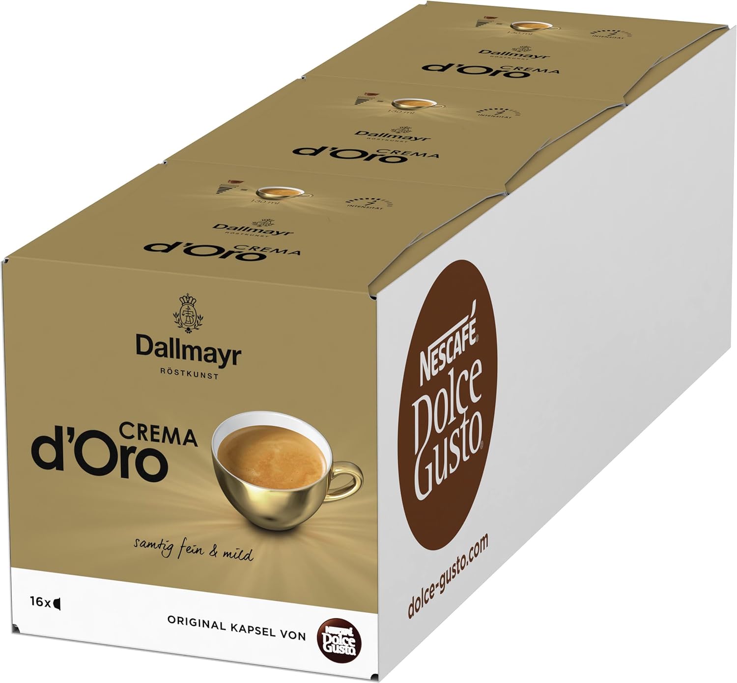 Nescafé Dolce Gusto Capsule Dallmayr Crema D'oro, Coffee, Coffee, Pack of 2, 2 x 16 Capsules