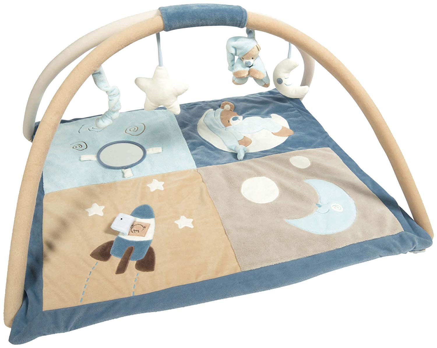 Nattou Milo and Lena 860215 Play Mat with Arched Bar Blue